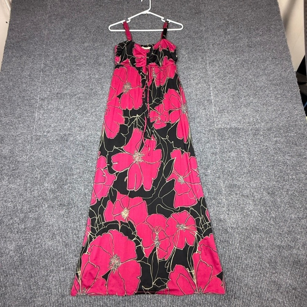Jonathan Martin Pink Black Floral Empire Waist Maxi Dress Size‎ 6 2333013